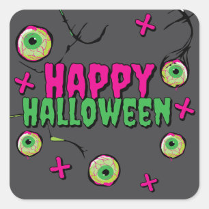 Fun Funny Beängstigend Niedlich Happy Halloween Zo Quadratischer Aufkleber