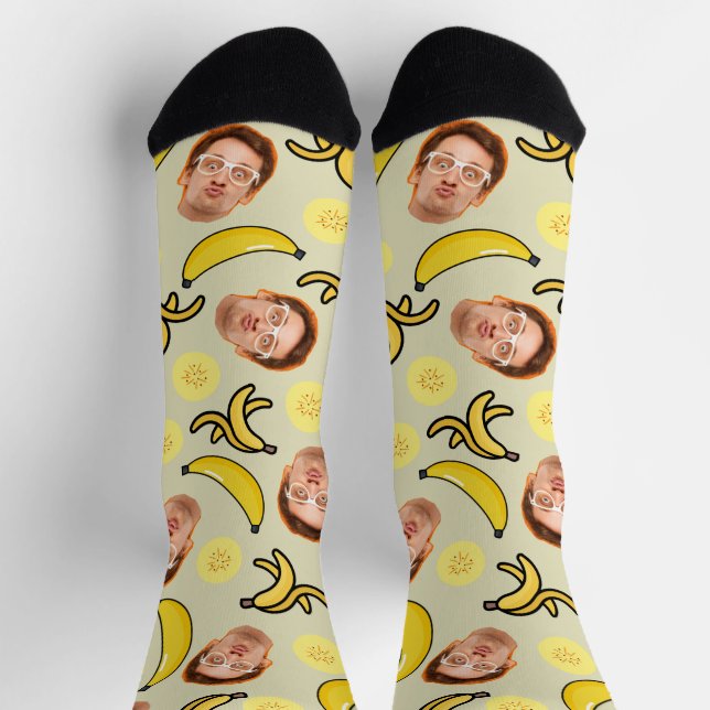 Fun & Funny Custome Yellow Banana Face Crew Socke (Oben)