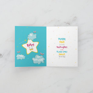 Fun Funny Niedlich Tooth Fairy Personalisiert Dank Karte
