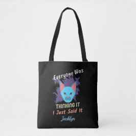 Fun Funny Spaß Zitat nur denken personalisieren Tasche
