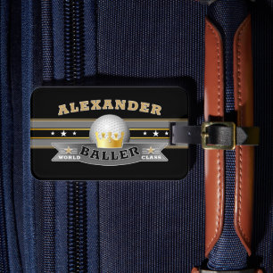 Fun Funny World Class Baller auf BLACK Gepäckanhänger