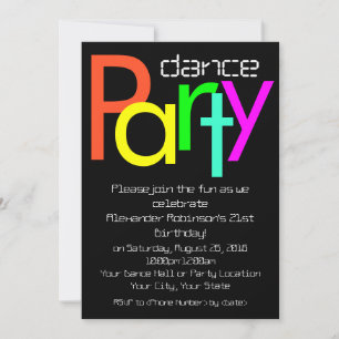 Fun futuriste 5x7 Dance Party Invitation