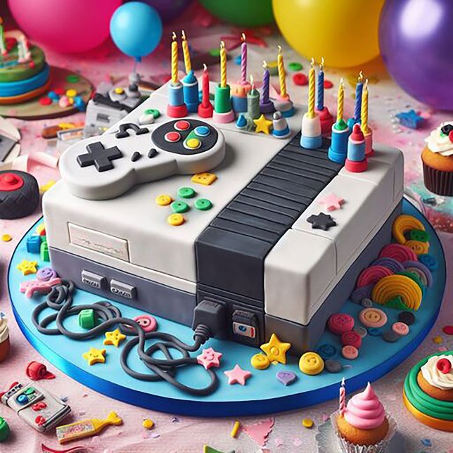 FUN GAMERS THEMA KINDERGEBURTSTAG CAKE KARTE (Von Creator hochgeladen)
