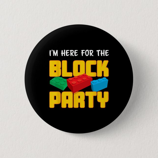Fun Gebäude Blockblockiert Party vor k Männer Frau Button (Vorderseite)