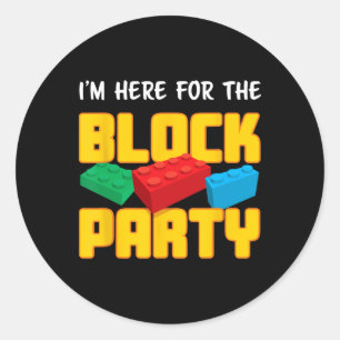 Fun Gebäude Blockblockiert Party vor k Männer Frau Runder Aufkleber