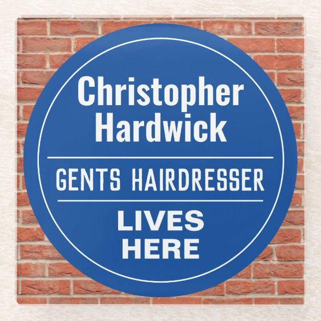Fun Gents Friseur Wand Plaque Stil Glasuntersetzer (Vorderseite)