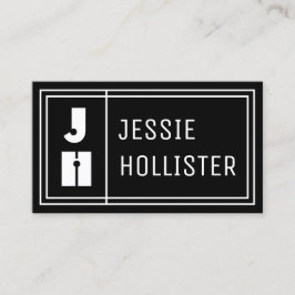 Fun Geometric Modern Initials & Name | Schwarz Visitenkarte