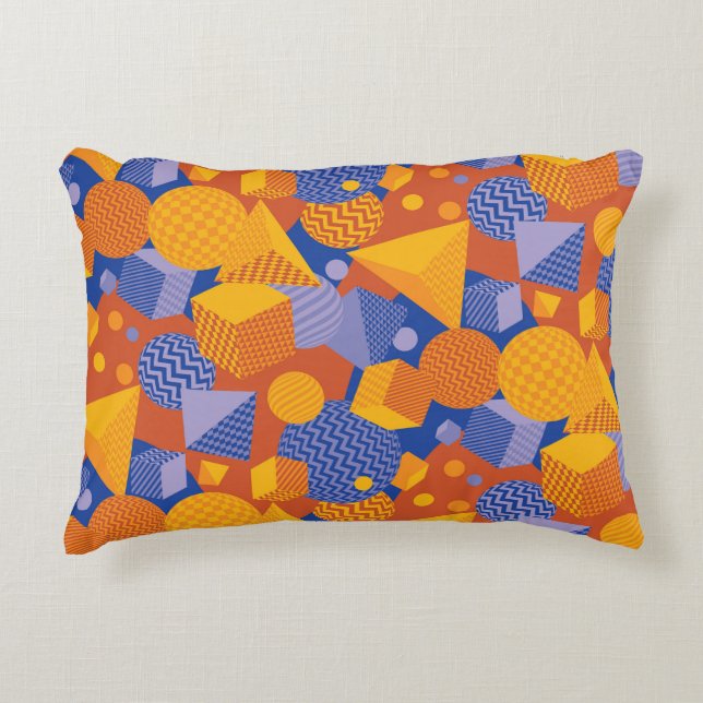Fun Geometric Orange Violet Muster Dekokissen (Vorderseite)