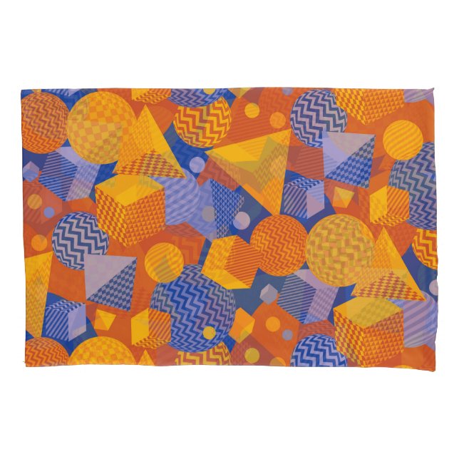 Fun Geometric Orange Violet Muster Kissenbezug (Vorderseite)