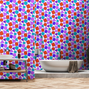 Fun Geometrisch farbig leuchtend rosa lila blau Tapete