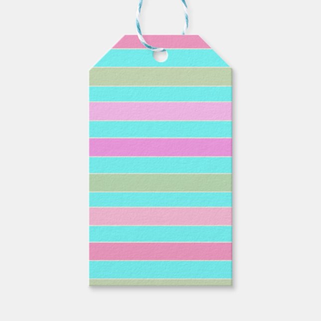 Fun gestreifte Linien pastellfarben Sommerfarben Geschenkanhänger (Vorderseite)