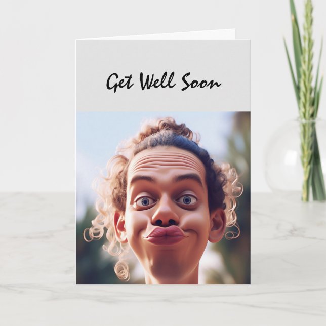 Fun Get Well bald Woman Sending Kiss Karte (Vorderseite)