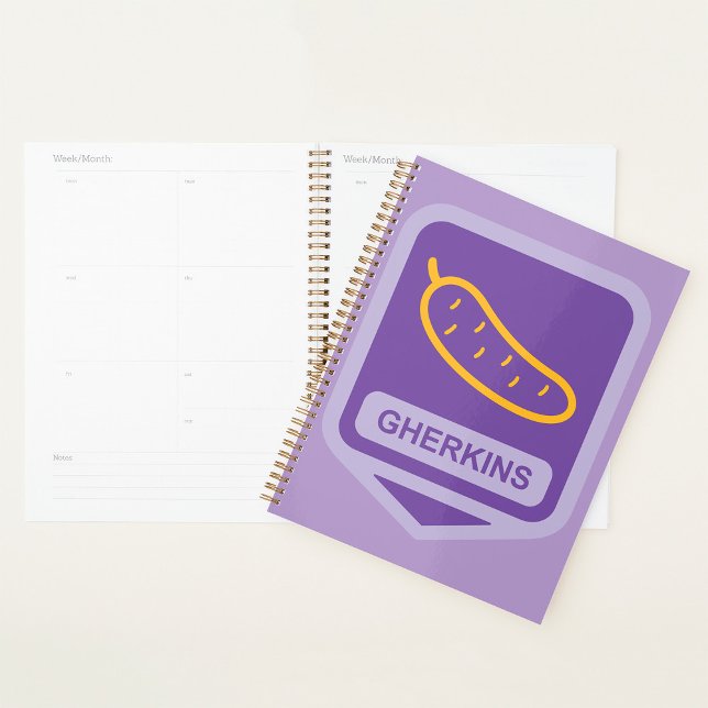 Fun Gherkin Pickle Icon Purple and Yellow Planer (Von Creator hochgeladen)