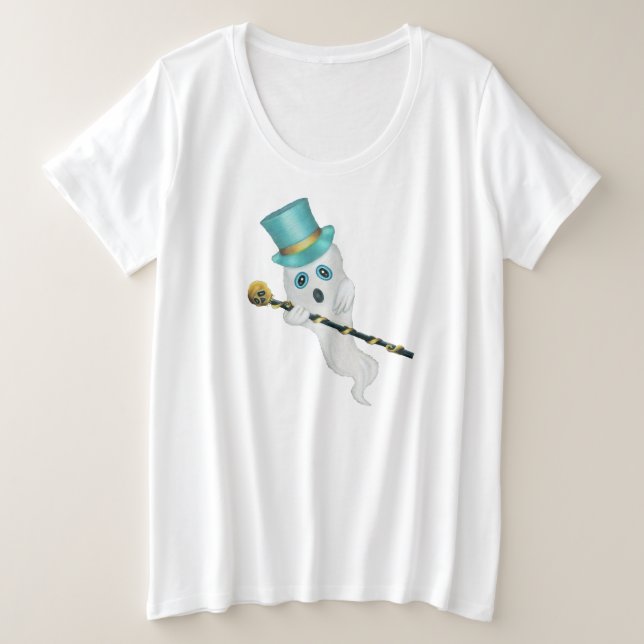 Fun Ghost Blue Eyes Blue Top Hat Avec Canne Fancy (Design devant)