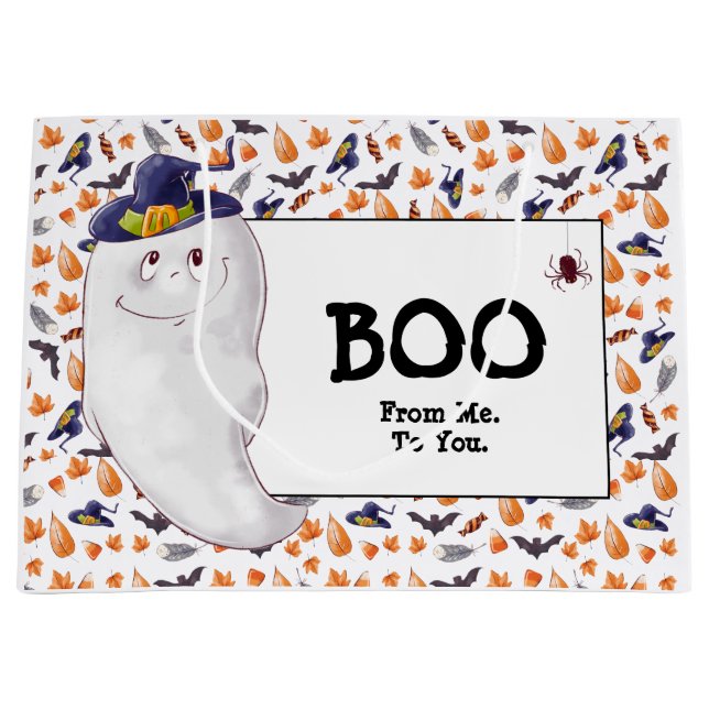 Fun Ghost Boo Halloween Große Geschenktüte (Vorderseite)