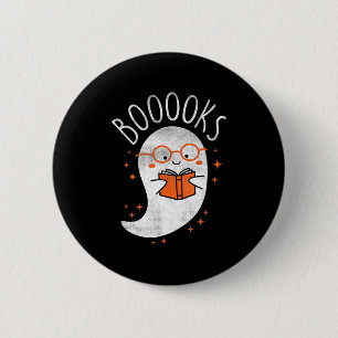 Fun Ghost Book Reading Halloween Niedlich Teacher Button