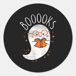 Fun Ghost Book Reading Halloween Niedlich Teacher  Runder Aufkleber