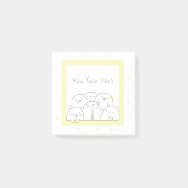 Fun Ghost Familie Custom Girly Yellow Design Post-it Klebezettel (Vorderseite)