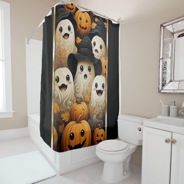 Fun Ghosts & Kürbislaterne Pumpkins Duschvorhang (Beispiel)