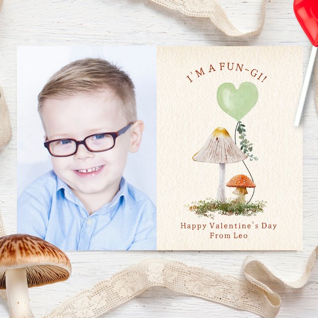 Fun-gi Pilze Valentine Pun Foto Karte (Von Creator hochgeladen)
