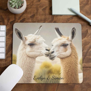 Fun Gift für Paare Verlobt Kissing Llamas Mousepad
