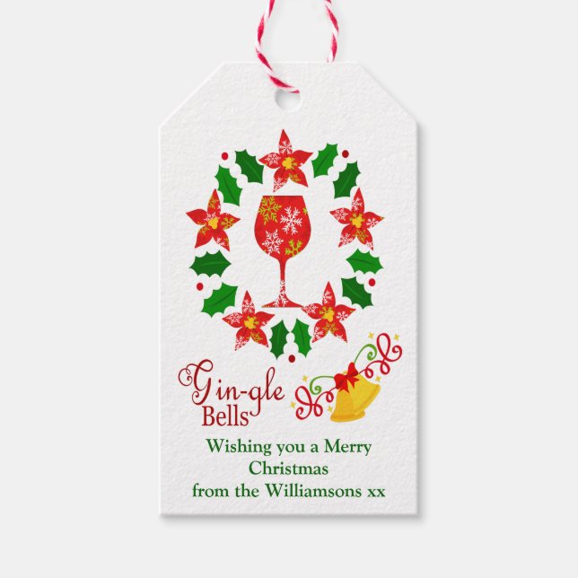 Fun Gin Gle Bells Weihnachten Geschenkanhänger (Vorderseite)