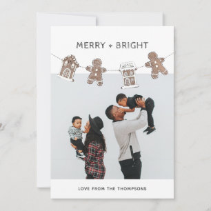 Fun Gingerbread Gingham Family Foto Feiertagskarte