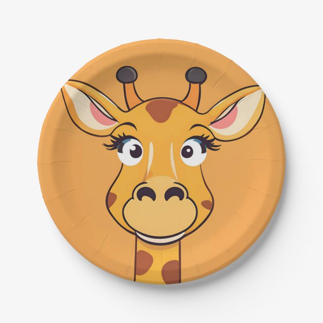 Fun giraffe Face Safari Wilder Dschungel Geburtsta Pappteller (Vorderseite)