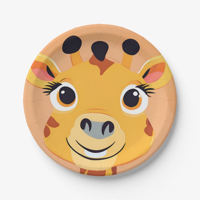 Fun giraffe Face Safari Wilder Dschungel Geburtsta Pappteller (Vorderseite)