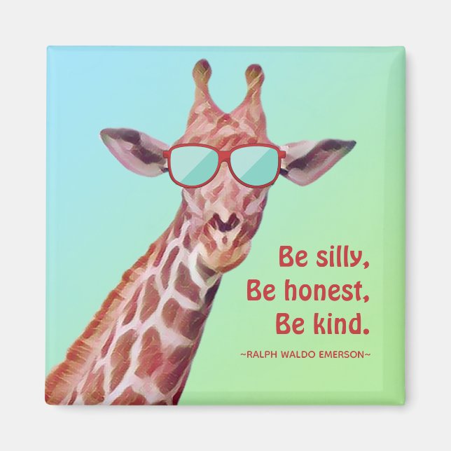 Fun Giraffe Motivierend Zitat Emerson Albern  Magnet (Vorne)