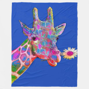 Fun Giraffe Pop Kunst und Blume Fleecedecke