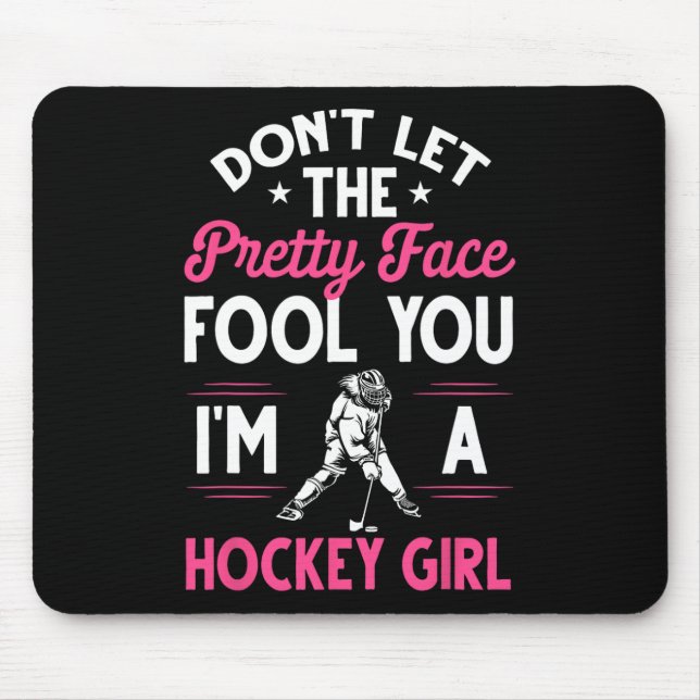 Fun Girl Hockey Geschenk für Frauen Kinder Eishock Mousepad (Vorne)