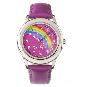 Fun Girls Regenbogenuhr lila Name Armbanduhr