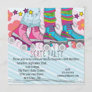 Fun girls Roller Sking invitation pour la fête d'a