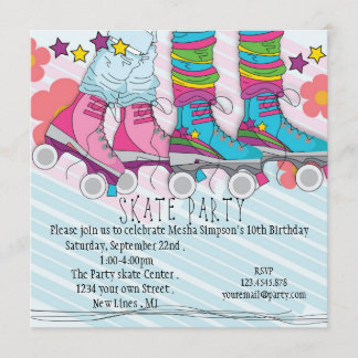 Fun girls Roller Sking invitation pour la fête d'a