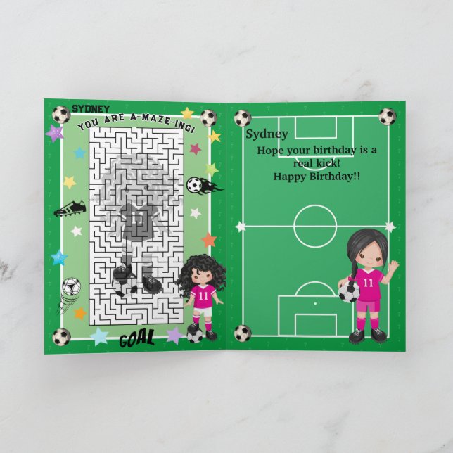 Fun Girls Soccer Sie sind ein unglaublich glücklic Karte (Innenseite)