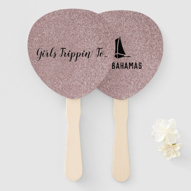 Fun Girls Trippin' to...Your Destination Rose Gold Fächer (Vorne und Hinten)