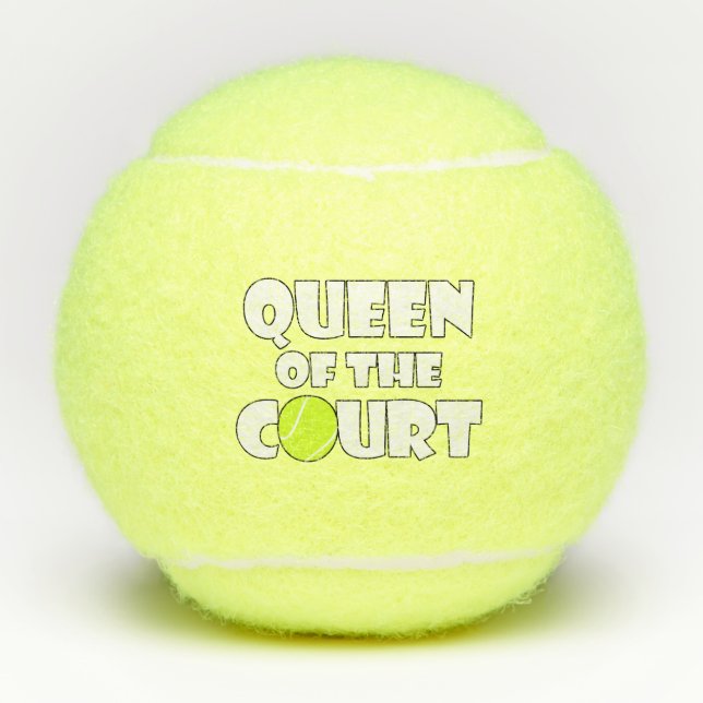 Fun Girls/Women's Tennis Player Queen of the Court Tennisbälle (Vorderseite)