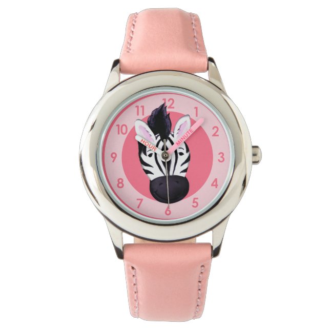 Fun girls zebra ajouter votre nom poignet montre (devant)