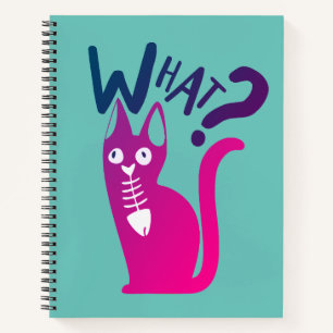 Fun Girly Cat Joke Magenta Gradient Aqua Notizbuch
