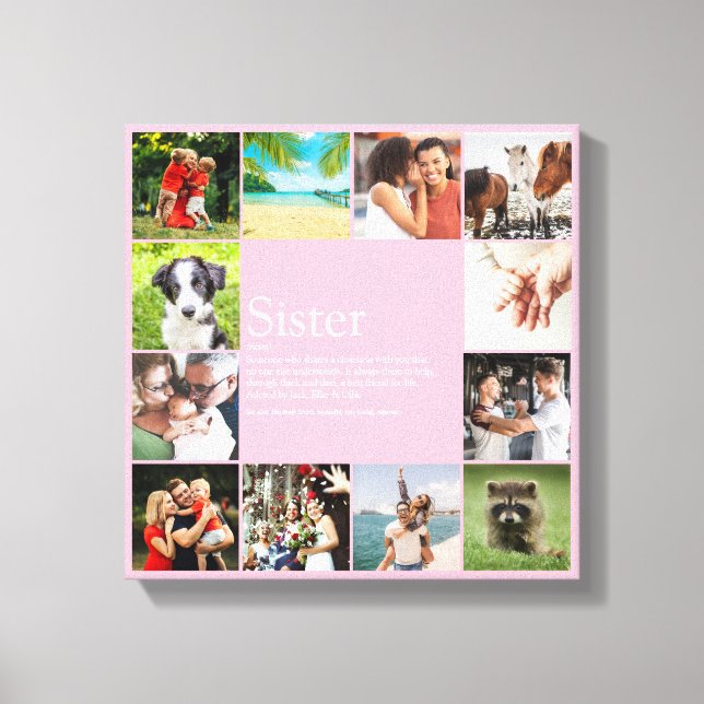 Fun Girly Pink Sister Definition Foto Collage Leinwanddruck (Vorderseite)