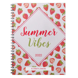 Fun Girly Pink Strawberry Summer Vibes Zitat Notizblock
