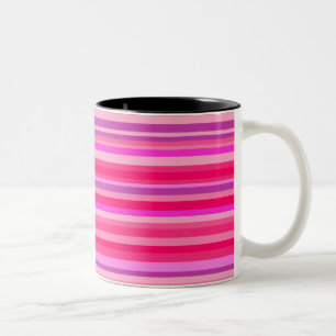 Fun, Girly Pink und Lila Streifenmuster Zweifarbige Tasse