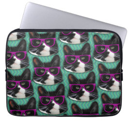 Fun Glasses Tuxedo Cat Epic Pattern Art Laptopschutzhülle