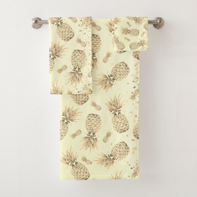 Fun Glittery Gold Ananas Badetuch Set (Insitu)