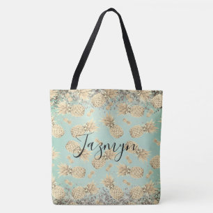 Fun Glittery Golden Pineapples Sac fourre-tout