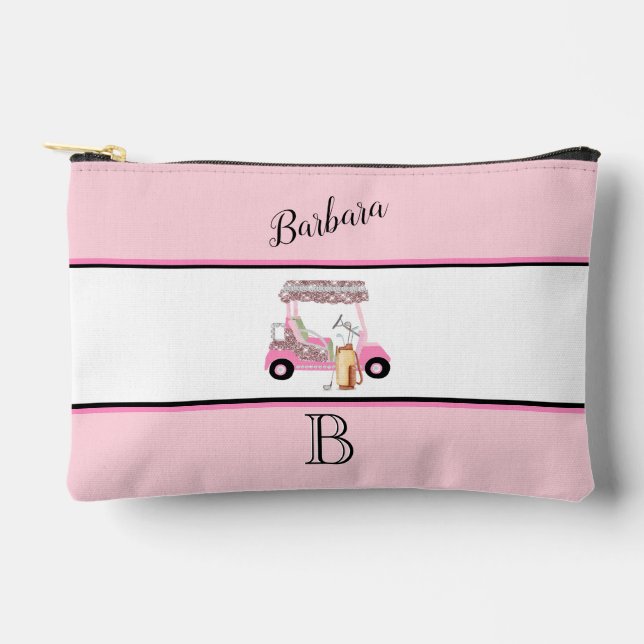 Fun Glitzy Golf Cart Monogram Name Zubehörtasche (Vorderseite)