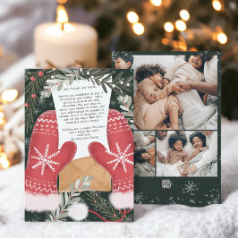 Fun gloves illustration  Christmas family 3 photos Feiertagskarte