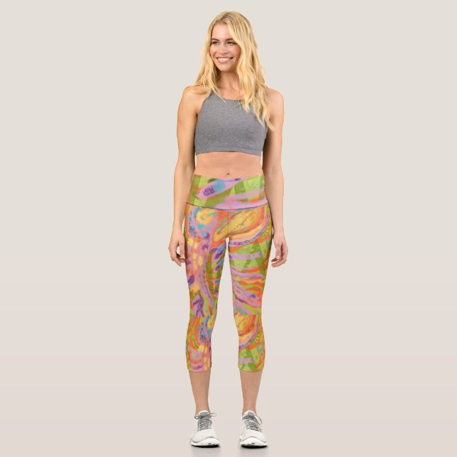 Fun glücklich gefärbt High Waisted Capris (Vorderseite)
