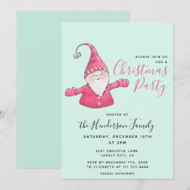 Fun Gnome Custom Minze Green und Pink Weihnachten Einladung